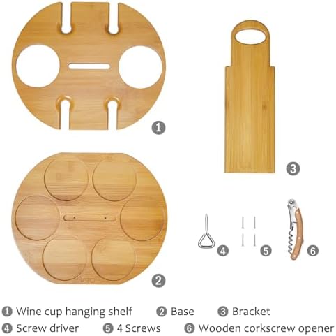 Tirrinia Bamboo Wine Rack 2 Bottles 4 Glasses