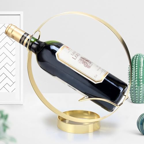 Metal Single Wine Rack Stylish Countertop Holder for Wine Lovers Gold