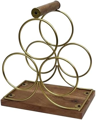 3 Bottles Freestanding Tabletop Wine Holder with Gold Finish