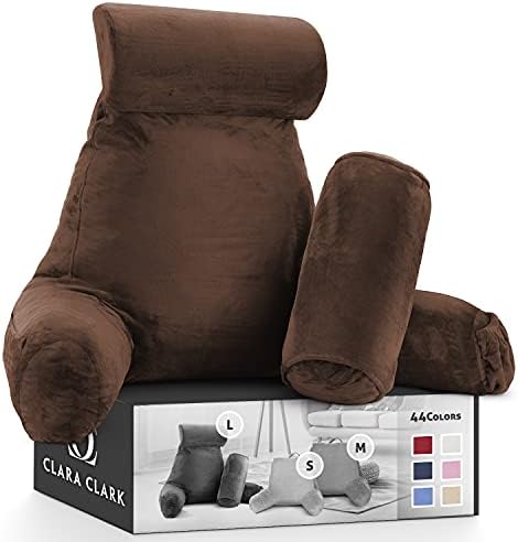 Clara Clark Reading Pillow - Large Brown 31 Inch Memory Foam Bed Rest