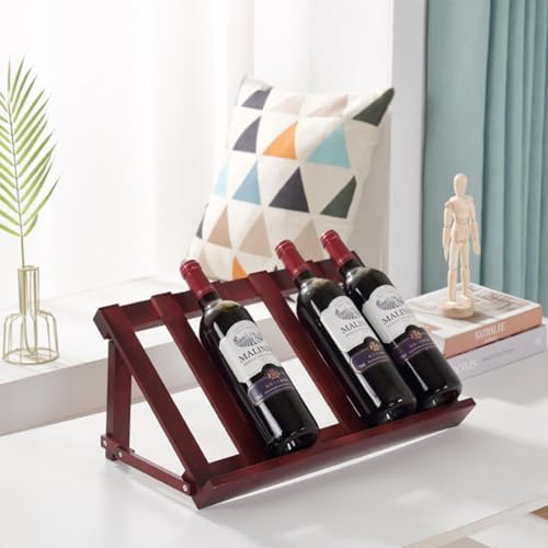 NIBHZ Red Wine Rack Walnut Wood Freestanding
