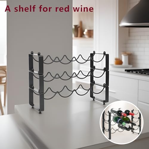 GREATLINK 3-Tier Wine Rack Black Freestanding