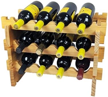 8-Tier Stackable Bamboo Wine Rack 12 Bottle Capacity