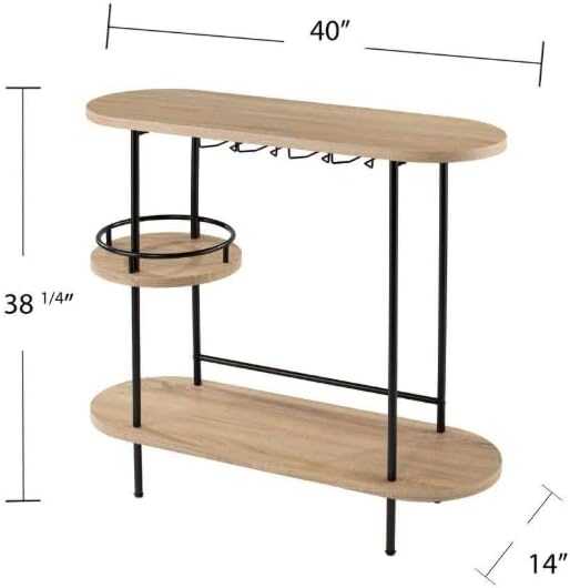 Industrial Wine and Bar Table with Glass Storage