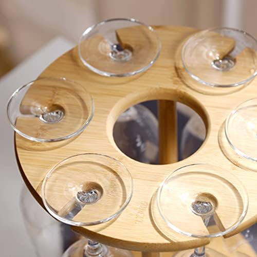 Vertical Bamboo Wine Rack with Goblet Storage