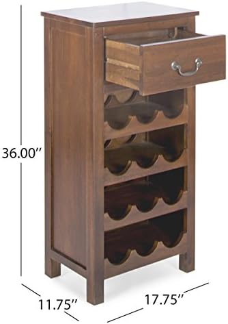 Christopher Knight Home Eirinn Wine Rack with Drawer Dark Oak