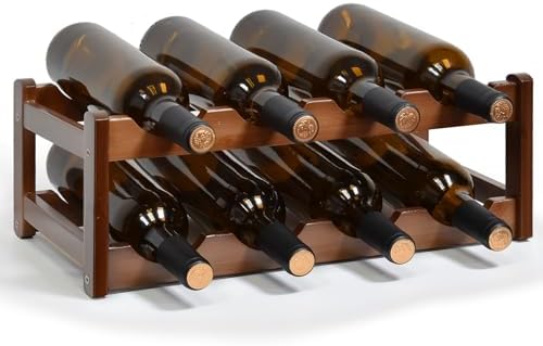 IWNTWY 8-Bottle 2-Tier Brown Wine Rack