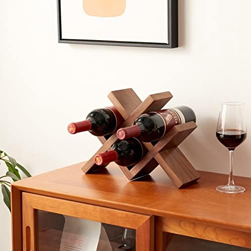 TREOAKWIS Solid Wood Wine Rack Organizer 4 Bottles