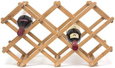 Lipper International Folding Wine Rack 10 Bottle Capacity Brown