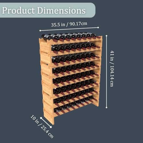 Wine Stack 72 Bottle Bamboo Freestanding Wine Rack