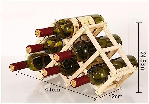 OWKAY Foldable Wooden Wine Rack 10 Bottles