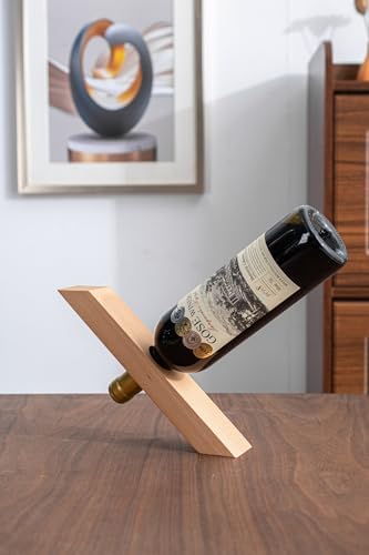 WONQEXZ Wine Bottle Holder - Freestanding Wood Stand for Dining Table