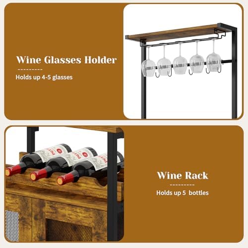 X-cosrack 3-Tier Bar Cabinet with S Hooks Mesh Doors