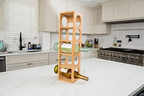 Bamboo Wood 5-Bottle Wine Rack Stackable Durable