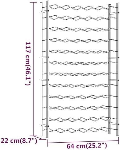 vidaXL 72-Bottle Wine Rack - White Metal Organizer