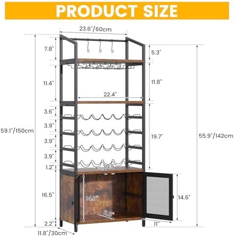 CBBPET 4-Tier Freestanding Wine Cabinet with LED Light