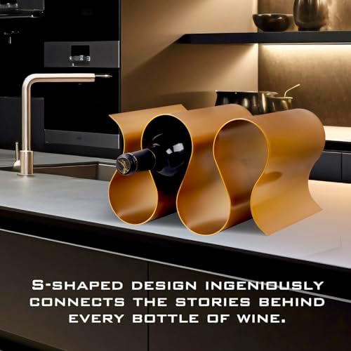 Modern Gold S-Shaped 5 Bottle Wine Rack