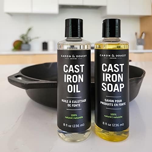 CARON DOUCET Cast Iron Cleaning Set 8oz Seasoning Oil Soap