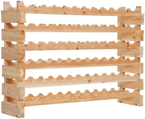6 Tier Pine Wood Wine Rack 72 Bottles Storage Organizer