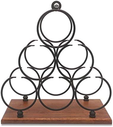 ALLCENER 6-Bottle Countertop Wine Rack with Copper Wood