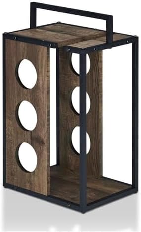 Furniture of America Harvan 3-Bottle Wine Rack in Reclaimed Oak
