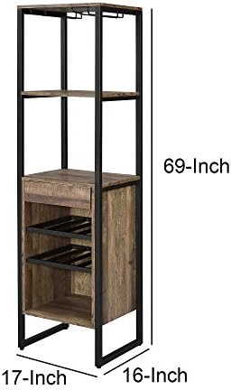 Benzara BM211138 Wine Rack 3 Compartments Brown Black