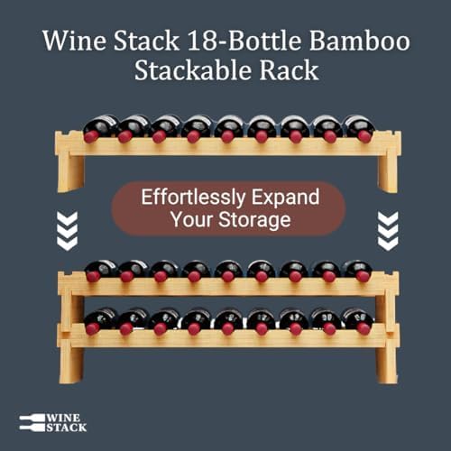 18 Bottle Bamboo Stackable Wine Rack No Tools