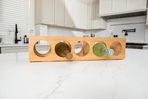 Bamboo Wood 5-Bottle Wine Rack Stackable Durable