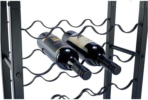 Dntum Wine Rack with Corkscrew - Black Steel 32 Bottles 1