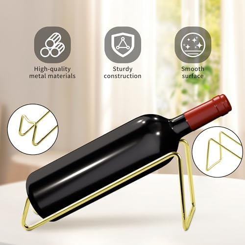 TONLEA 4-Piece Tabletop Wine Rack Sturdy Metal Anti-Rust Gold