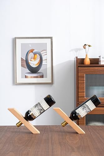 WONQEXZ Wine Bottle Holder - Freestanding Wood Stand for Dining Table