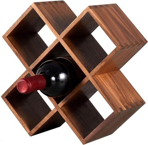 BESNUT 5 Bottle Wine Rack Wooden Freestanding Storage Holder