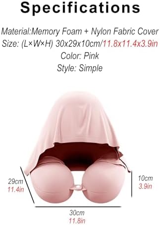 Neck Pillow with Shading Hood Breathable Fabric for Travel and Office