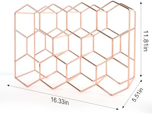 Rose Gold Wine Rack - 14 Bottles 3 Tier No Assembly Required