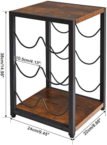 IBUYKE 6-Bottle Rustic Wood Wine Rack 3 Tier Freestanding