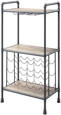 Chic Industrial Wine Rack with Stemware Storage