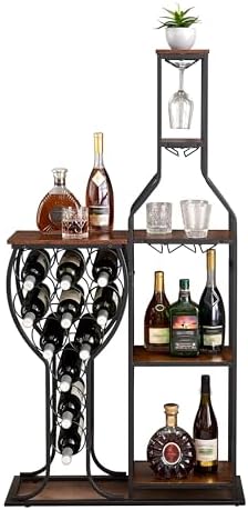 Mdhitsox 5 Tier Freestanding Wine Rack with Glass Holder