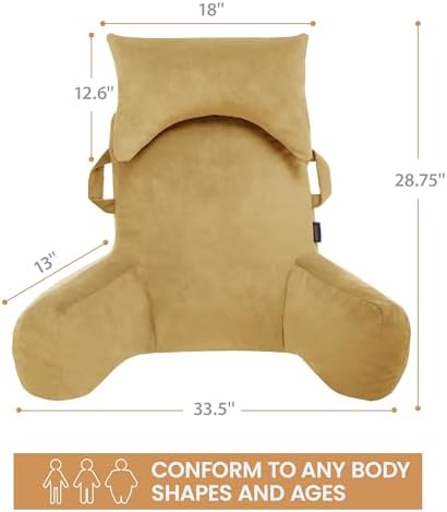 Unisakey Portable Reading Pillow with Headrest and Pockets