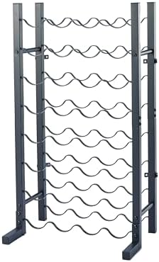 Dntum Wine Rack with Corkscrew - Black Steel 32 Bottles 1