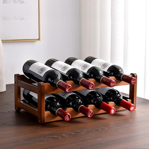 SCONVU 2-Tier Bamboo Wine Rack 8-Bottles