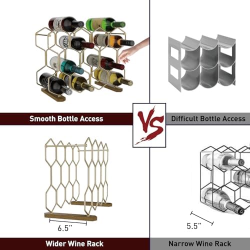 Buruis 14-Bottle Tabletop Wine Rack with Gold Base