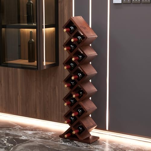 Rpuzonier Freestanding Wine Rack 12 Bottles Walnut Design
