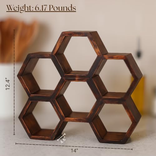 Handcrafted Acacia Wood Wine Rack with Honeycomb Design 1