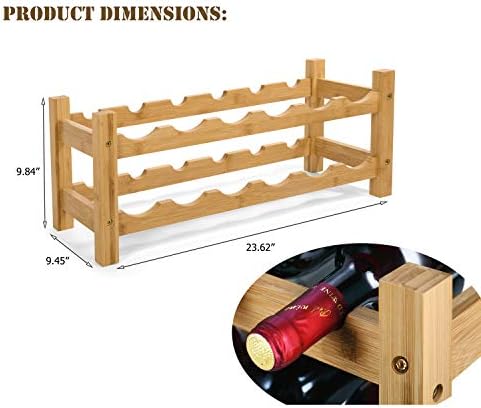 HYNAWIN 2 Tiers Bamboo Wine Rack Free Standing
