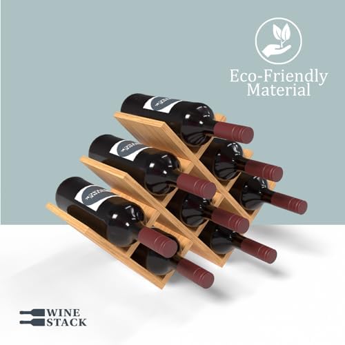 Wine Stack 8 Bottle Bamboo Wine Rack - Modern Lattice Design