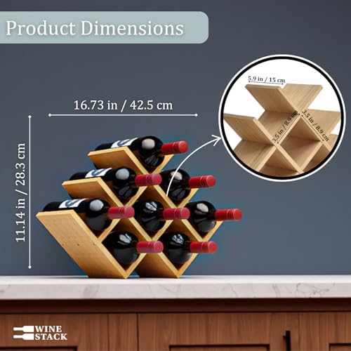 Wine Stack 8 Bottle Bamboo Wine Rack - Modern Lattice Design