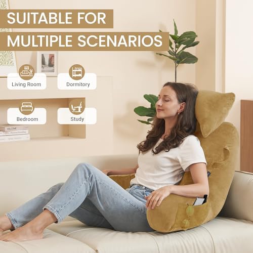 Unisakey Portable Reading Pillow with Headrest and Pockets