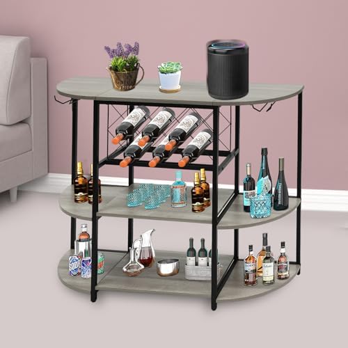 DYRABREST 3 Tier Wine Rack Table with Glass Holder