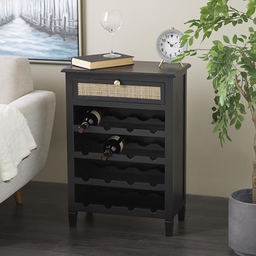 Deco 79 12-Bottle Freestanding Wine Rack with Drawer Black