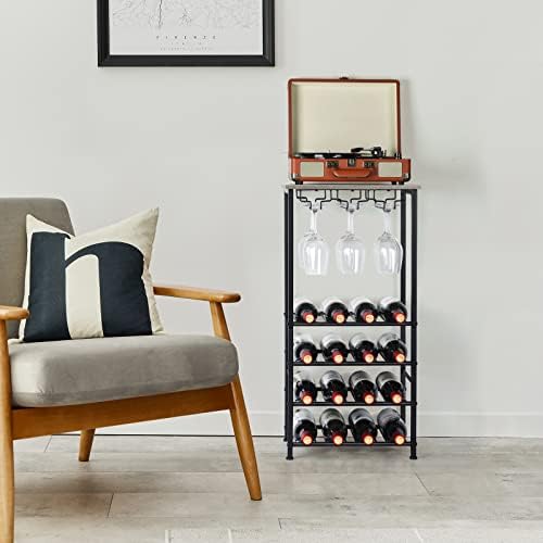 OYEAL Freestanding Wine Rack with 16 Bottle Capacity Gray Oak